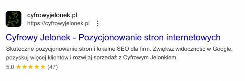 Przykład organicznego wyniku wyszukiwania w Google.